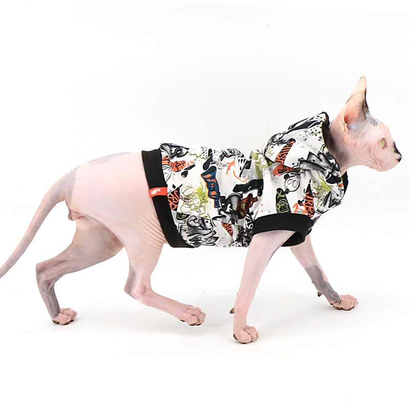 Chandail à capuche avec manches courtes pour chat sphynx