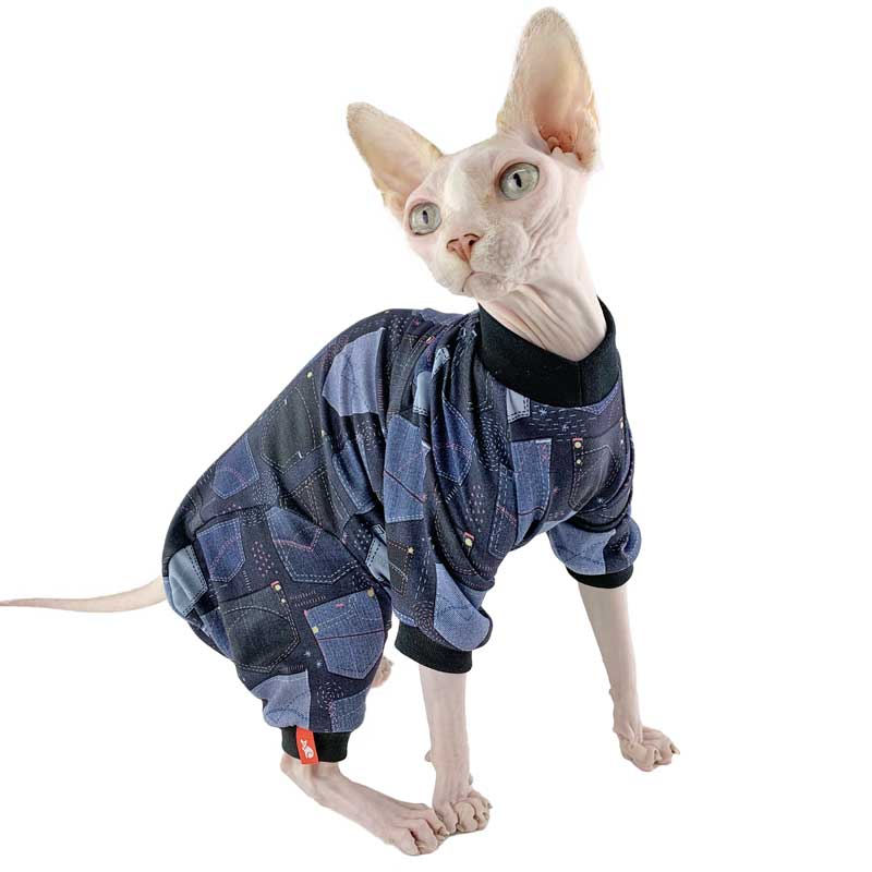 Combinaison, pyjama pour chat | Poches de jeans