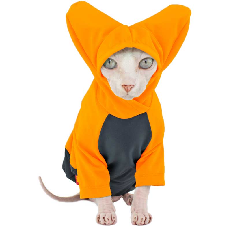 Teal Sun Protection hood with ears, Rashguard for sphynx cat