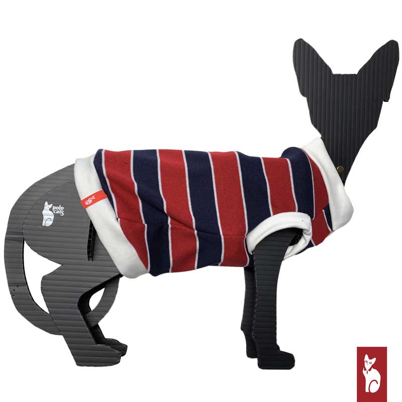 Red and Blue Stripes Polo for cats – Polocats