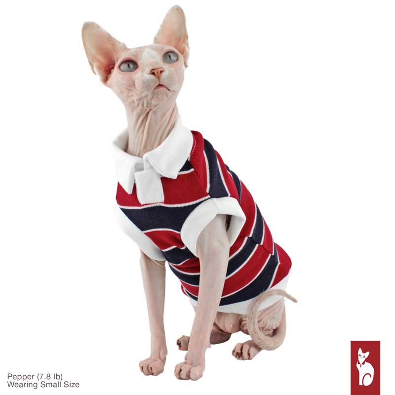Red and Blue Stripes Polo for cats