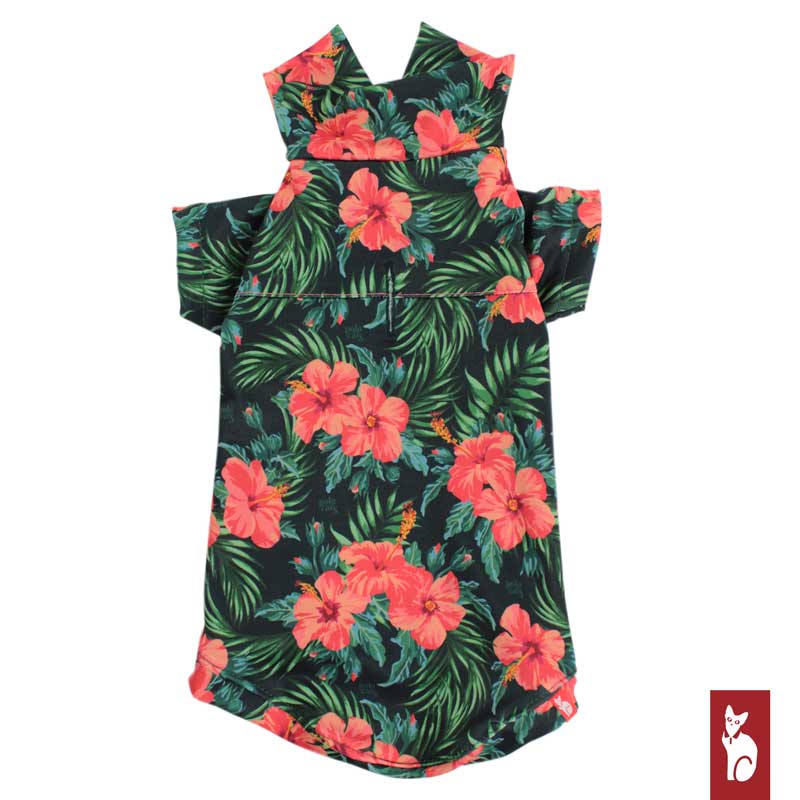 Hawaien Shirt for Sphynx Cat, Green Hibiscus