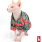 Chemise Hawaïenne pour Chat Sphynx, Hibiscus Vert