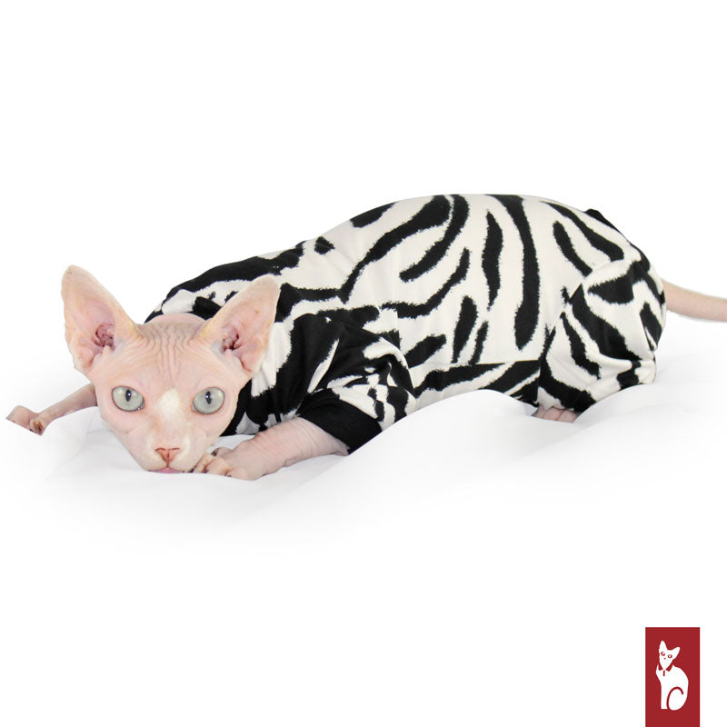 Combinaison pour chat, pyjama chat, imprimé zèbre | Vêtements pour chat Sphynx